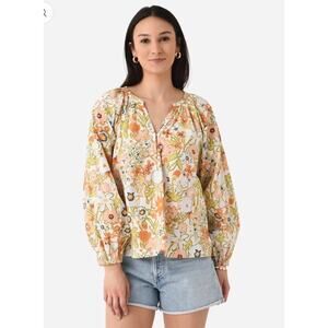 Cleobella Galena Floral Blouse XS Long Sleeve Organic Cotton